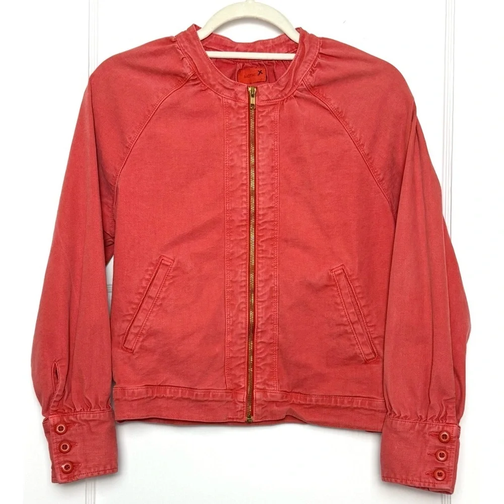 MOTHER 70s Graphic California Back Patch Cropped Zip Up Canvas Utility Jacket XS